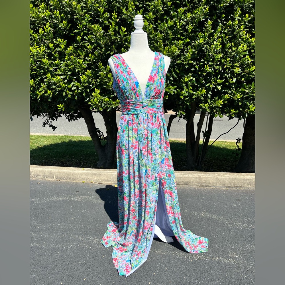 AIDAN BY AIDAN MATTOX Pleated Chiffon Print Dress NWT - Picture 3 of 12